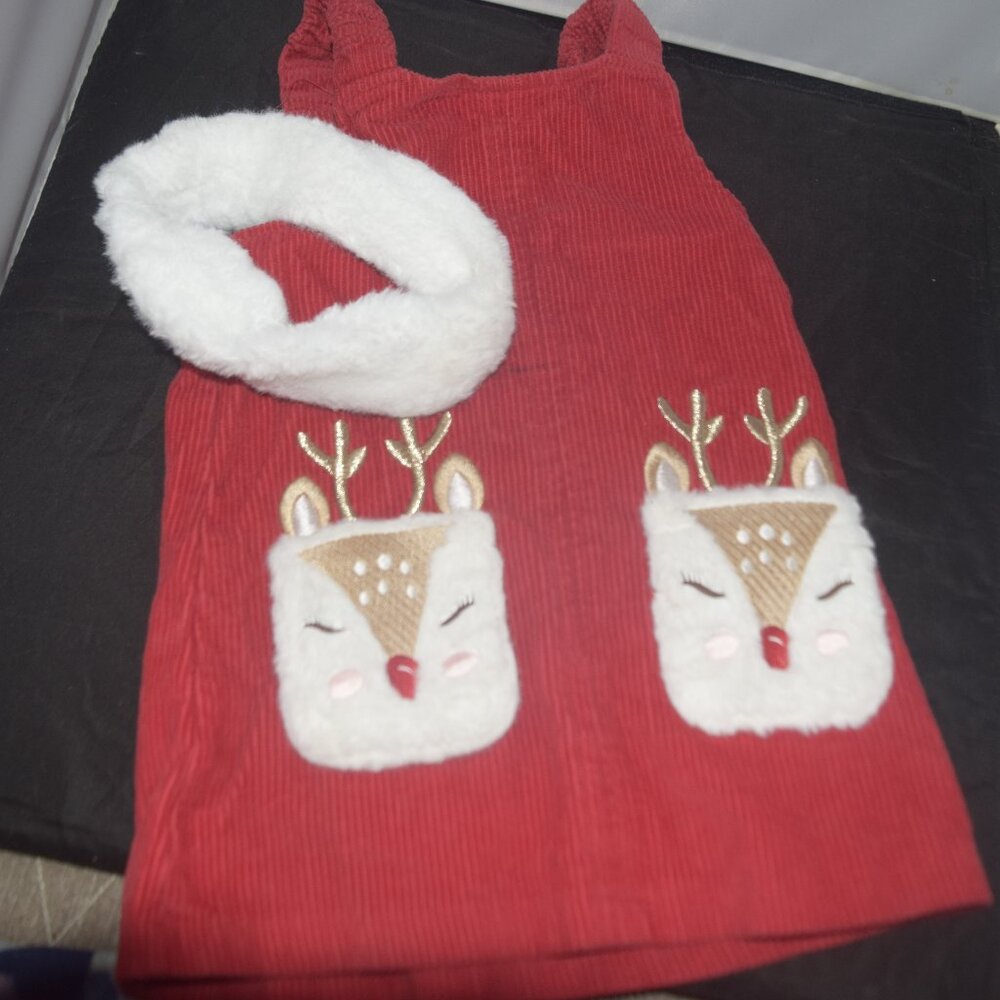 Little Lass Christmas Reindeer Jumper and headband 2pc Set Size 3T